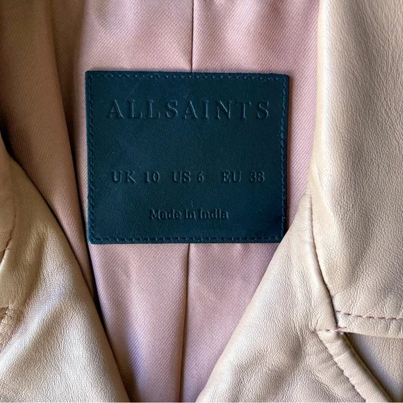 All Saints Blush Leather Motorcycle Biker Moto Jacket UK10 US6 $529 - Picture 5 of 7